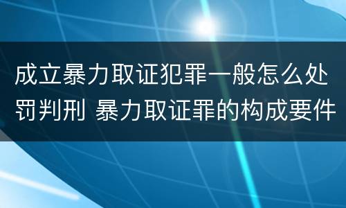 成立暴力取证犯罪一般怎么处罚判刑 暴力取证罪的构成要件