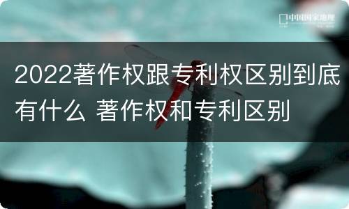 2022著作权跟专利权区别到底有什么 著作权和专利区别