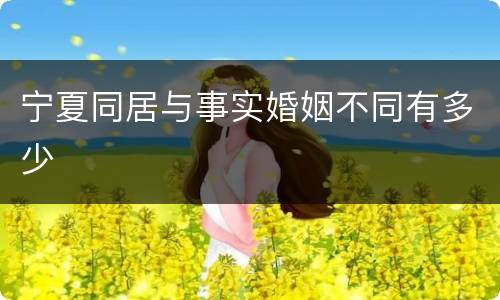 宁夏同居与事实婚姻不同有多少