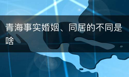 青海事实婚姻、同居的不同是啥