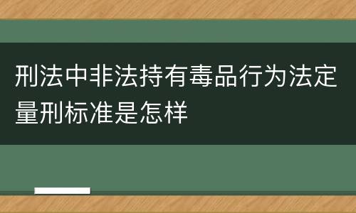 刑法中非法持有毒品行为法定量刑标准是怎样