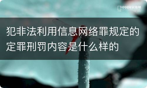 犯非法利用信息网络罪规定的定罪刑罚内容是什么样的