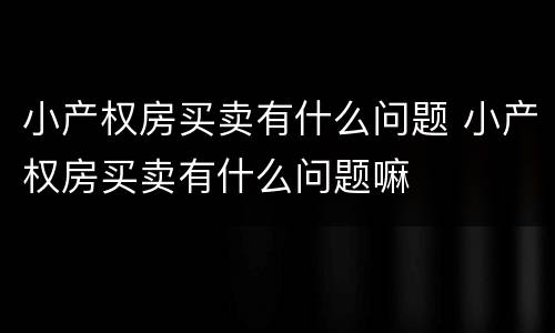 小产权房买卖有什么问题 小产权房买卖有什么问题嘛