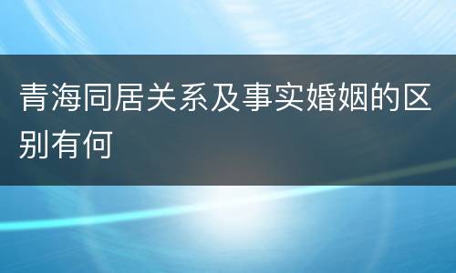 青海同居关系及事实婚姻的区别有何