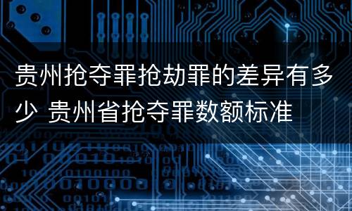 贵州抢夺罪抢劫罪的差异有多少 贵州省抢夺罪数额标准