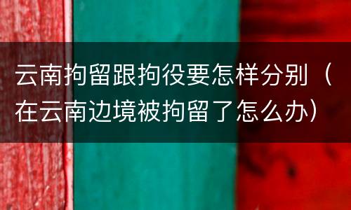 云南拘留跟拘役要怎样分别（在云南边境被拘留了怎么办）