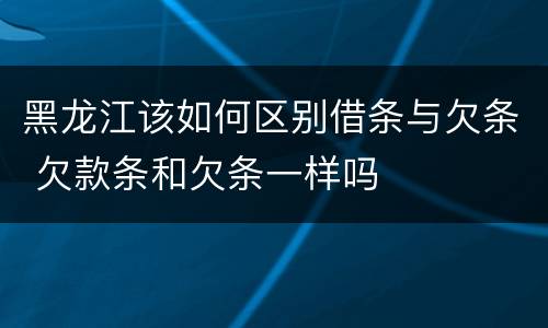 黑龙江该如何区别借条与欠条 欠款条和欠条一样吗