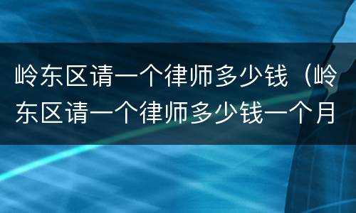 岭东区请一个律师多少钱（岭东区请一个律师多少钱一个月）