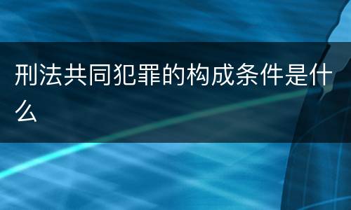 刑法共同犯罪的构成条件是什么