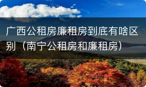 广西公租房廉租房到底有啥区别（南宁公租房和廉租房）