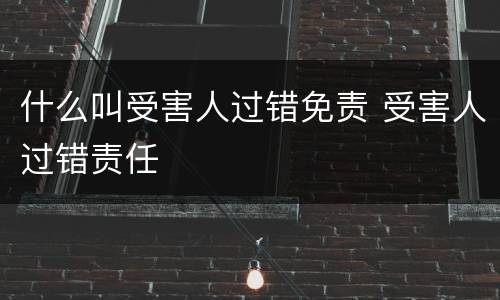 什么叫受害人过错免责 受害人过错责任