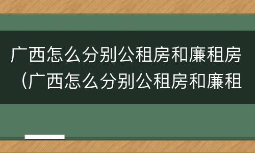 广西怎么分别公租房和廉租房（广西怎么分别公租房和廉租房的区别）