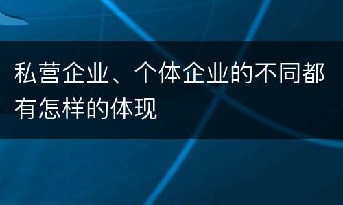 私营企业、个体企业的不同都有怎样的体现