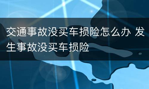 交通事故没买车损险怎么办 发生事故没买车损险