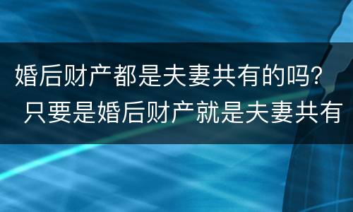 婚后财产都是夫妻共有的吗？ 只要是婚后财产就是夫妻共有的吗